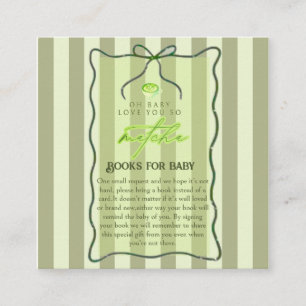 Sage Green Stripes Love So Matcha Books for Baby Enclosure Card