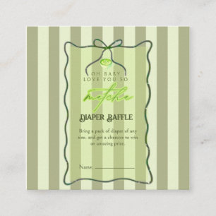 Sage Green Stripes Love So Matcha Diaper Raffle Enclosure Card