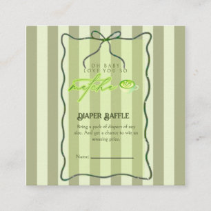 Sage Green Stripes Love So Matcha Diaper Raffle Enclosure Card