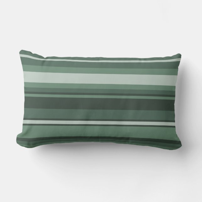 Sage green stripes lumbar cushion (Front)