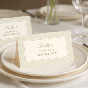 Sage Green Stripes Place Cards