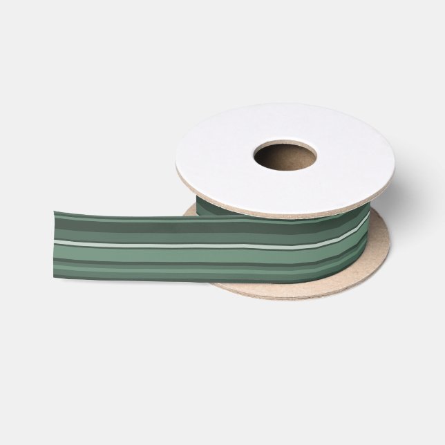 Sage green stripes satin ribbon (Spool)
