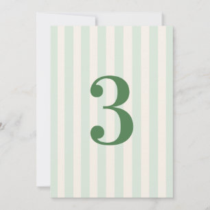 Sage Green Stripes Table Number Card