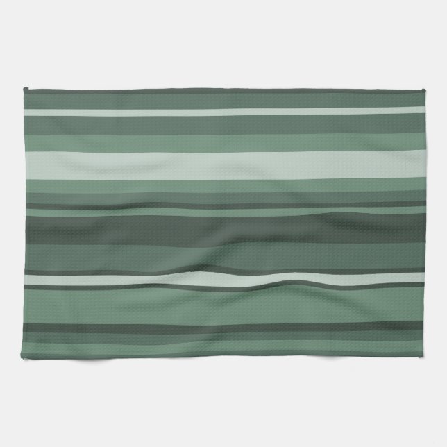 Sage green stripes tea towel (Horizontal)