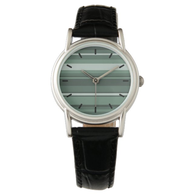 Sage green stripes watch (Front)