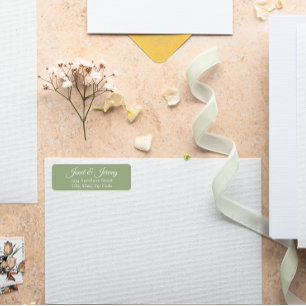 Sage Green Stylised Names Wedding Return Address