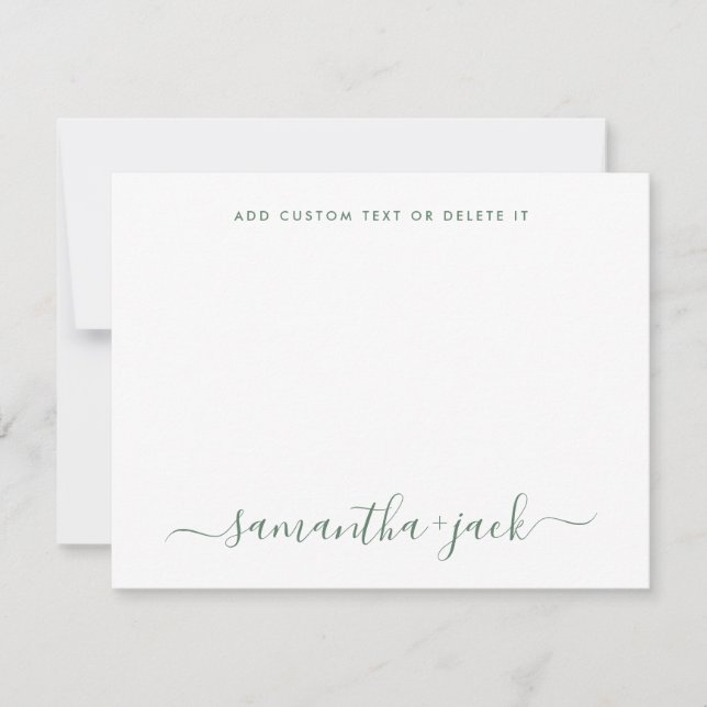 Sage Green Stylish Script Elegant Minimalist Card (Front)