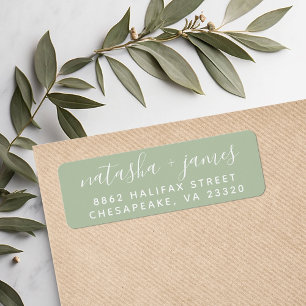 Sage Green Stylish Script Wedding Return Address