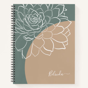 Sage Green Succulent Personalised Notebook