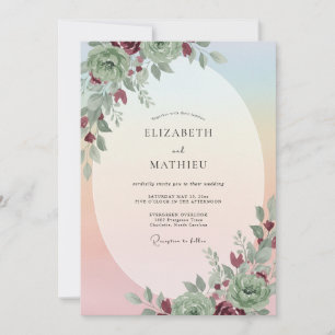 Sage Green Succulent Spring Wedding Invitation