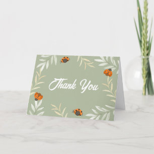 Sage Green Summer Ladybug Greenery Baby Shower  Thank You Card