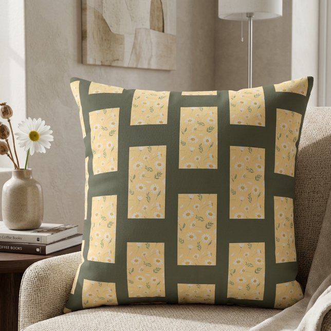 Sage Green Summer Nature Floral Pattern  Cushion (Creator Uploaded)