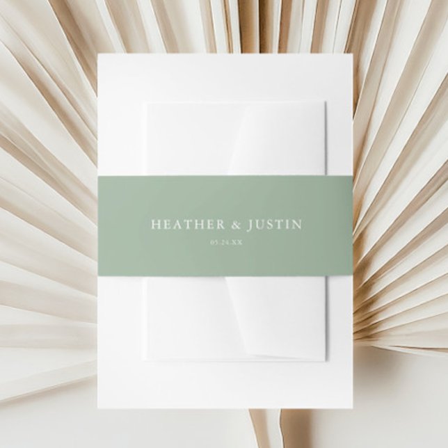 Sage Green Summer Rustic Simple Wedding Invitation Belly Band (Creator Uploaded)