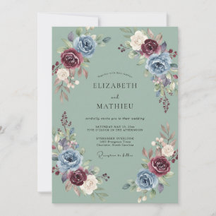 Sage Green Sumptuous Autumnal Wedding Invitation