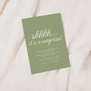 Sage Green Surprise Birthday Party Invitation