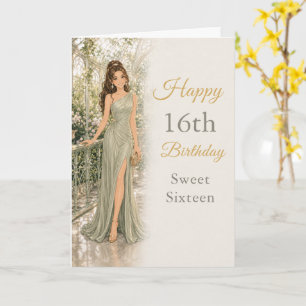 Sage Green Sweet Sixteen Birthday Card