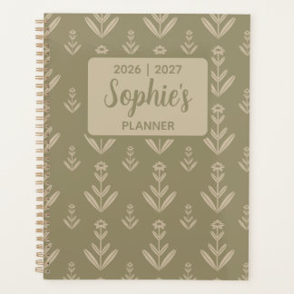 Sage Green Symmetrical Floral Academic Year Planner