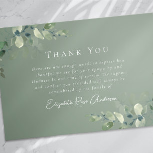 Sage Green Sympathy Eucalyptus Funeral  Thank You Card