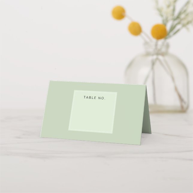 Sage Green Table Number Minimal Place Card (Front)