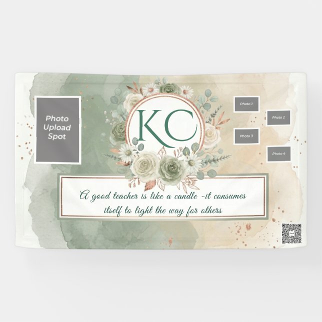 Sage Green Teacher Appreciation Photo Banner (Horizontal)