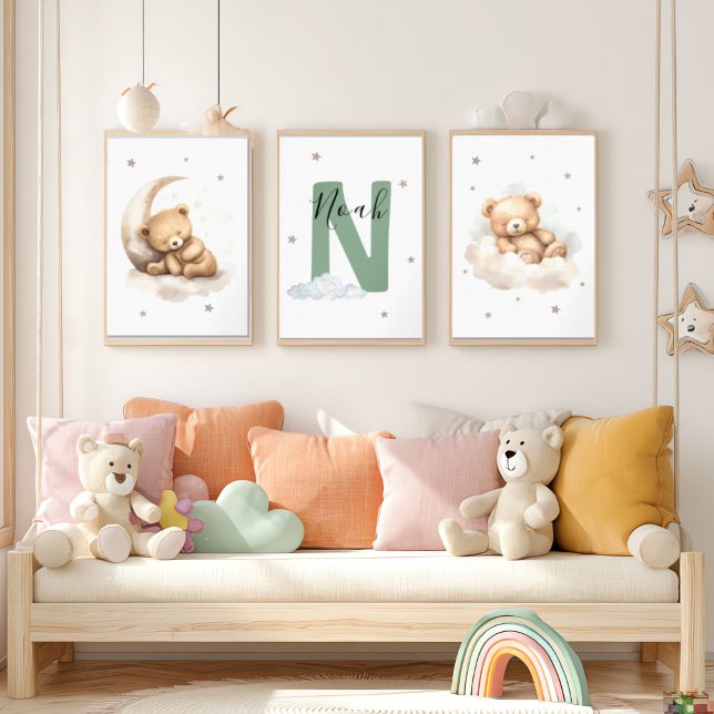 Sage Green Teddy Bear Nursery Wall Art (Creator Uploaded)