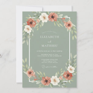 Sage Green Terracotta Botanical Wedding Invitation