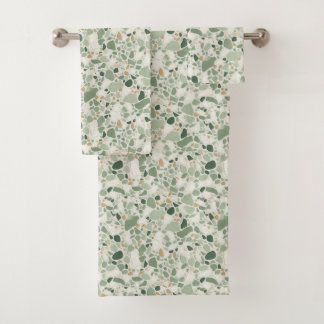 Sage Green Terrazzo Effect Bath Towel Set