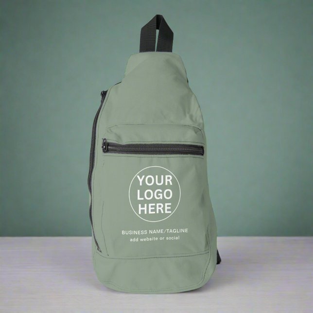 Sage Green Text & Logo l Promotional Business Sling Bag (Creator Uploaded)