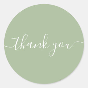 sage green Thank You Classic Round Sticker