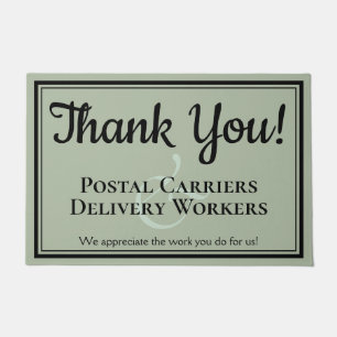 Sage Green Thank You Postal & Delivery Workers Doormat