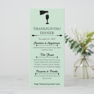 Sage Green Thanksgiving Dinner Menu Card