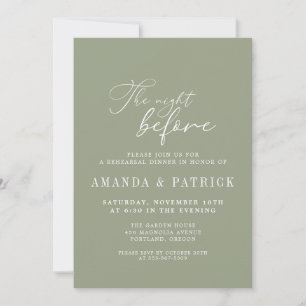 Sage Green The Night Before Rehearsal Dinner Invitation