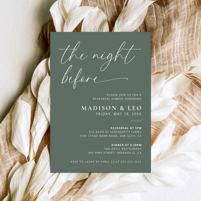 Sage Green The Night Before Rehearsal Dinner Invitation (Creator Uploaded)