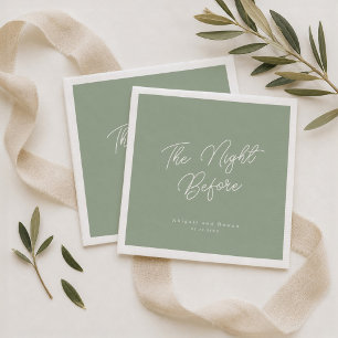 Sage Green The Night Before Rehearsal Dinner Napkin
