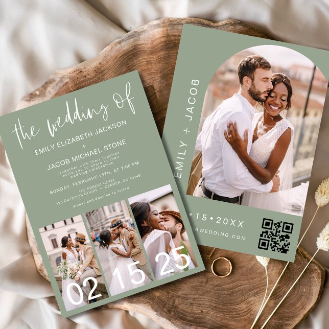 Sage Green The Wedding of Minimalist QR code Invitation (Creator Uploaded)
