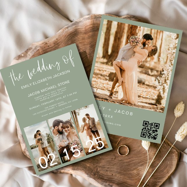 Sage Green The Wedding of Minimalist QR code Invitation (Creator Uploaded)