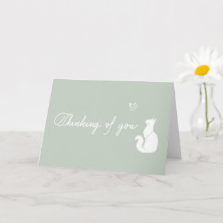 Sage Green Thinking of You Cat Loss Sympathy Card