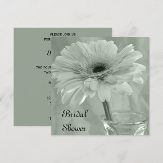 Sage Green Tinted Gerber Daisy Bridal Shower Invitation