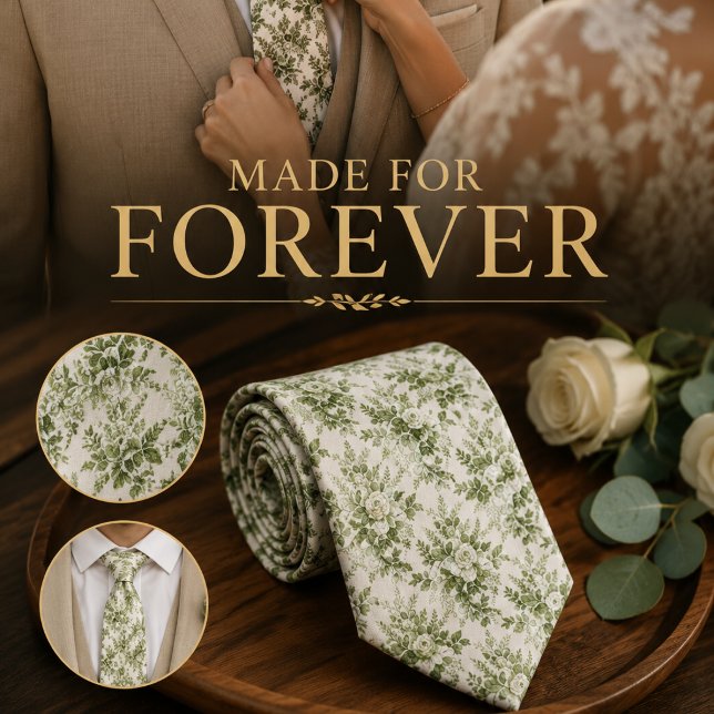 Sage Green Toile Floral  Tie (Creator Uploaded)