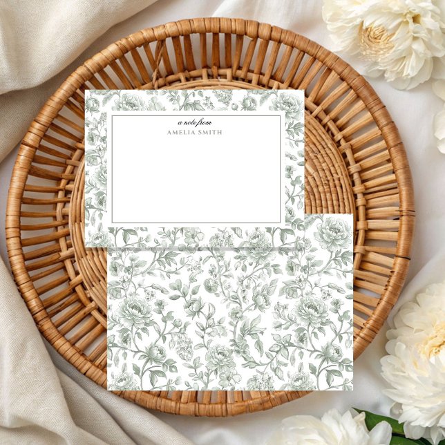 Sage Green Toile Seamless Pattern  Card (Creator Uploaded)
