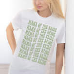 Sage Green Trendy Boho Mama of the Bride Custom T-Shirt<br><div class="desc">If you're looking for a unique and fun way to celebrate your soon-to-be bride's bachelorette party, then check out our green mum of the bride party matching shirts! These shirts are perfect for any retro disco lover out there, and they make a great addition to any beach-themed bash. Plus, they're...</div>