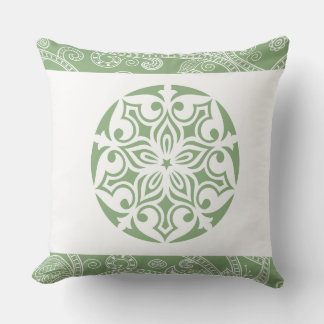 Sage Green TRIBAL CIRCLE Retro Throw Pillow