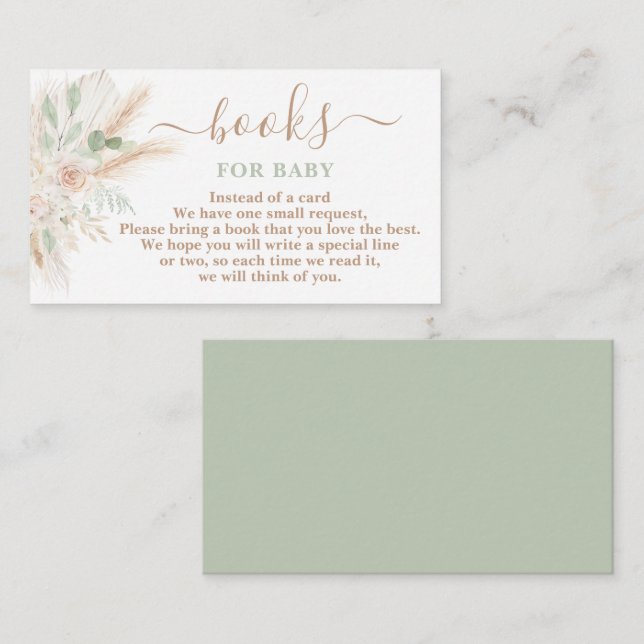 Sage Green Tropical Books for Baby Girl Card (Front/Back)
