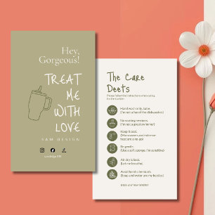 Sage Green Tumbler Care Card Insert