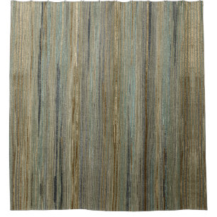 Sage Green turquoise Taupe Grey Farmhouse Stripes Shower Curtain