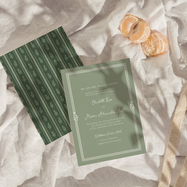 Sage Green Tuscan Elegant Wedding Invitation (Creator Uploaded)