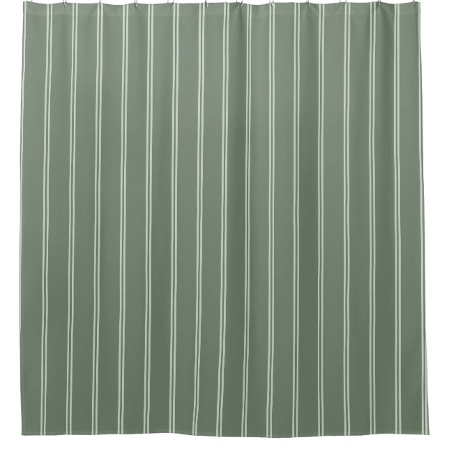 Sage Green two tone striped Shower Curtain (Front)