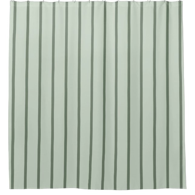 Sage Green two tone striped Shower Curtain (Front)