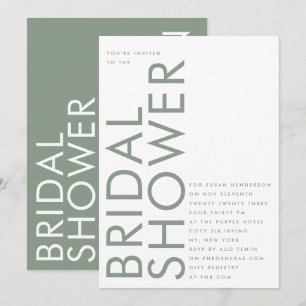 Sage Green Ultra Modern Custom Name Bridal Shower Invitation