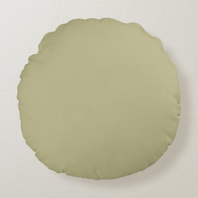Sage Green Uniform Solid Boho Colours Round Cushion (Front)